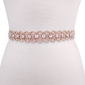 Rose gold crystal rhinestone sash bridal